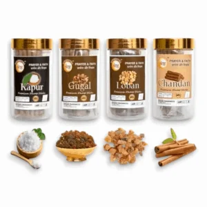 Sandal dry Dhoop Incence Agarbatti - Premium Kapur - Camphor Guggal Loban Chandan - (4X100G) - 400Gm