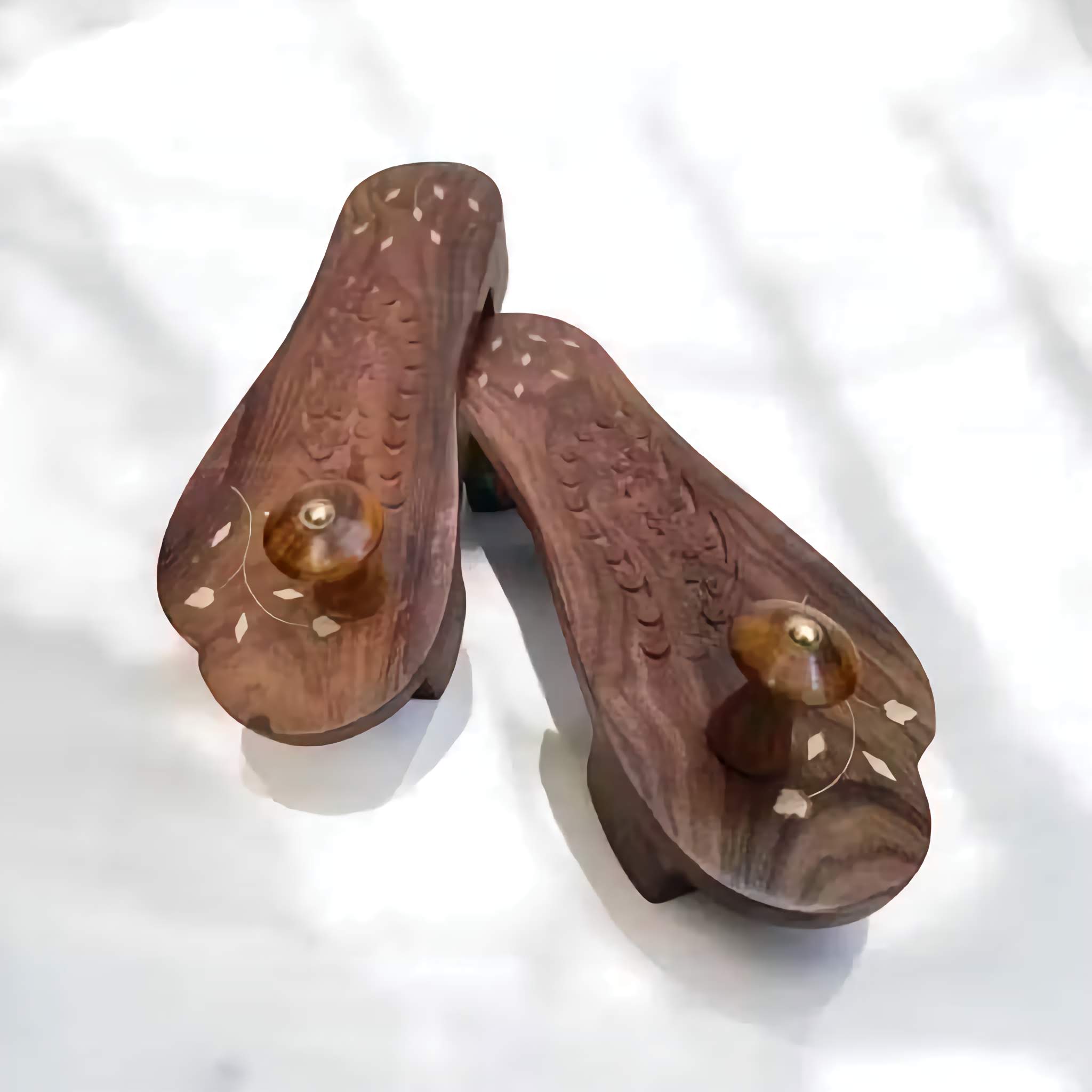 Handmade Wooden Khadau - Kharam - Wooden Slippers Heel - Wooden Charan Paduka for Men & Women - Mandir Puja Ghar Decoration Item