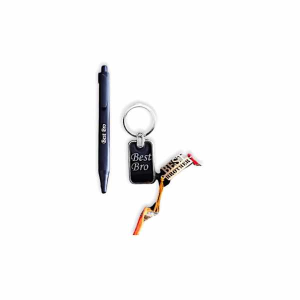 Best Bro Rakhi Metal Pen With Key Chain Gift Set - Rakhi, Roil Chawal - Pen set Rakhi Keychain rakhi Set for Brother - Image 2