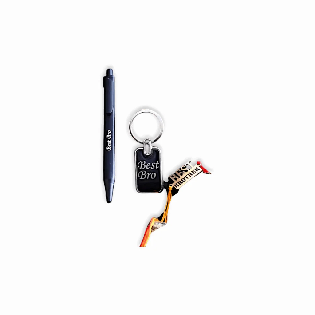 Best Bro Rakhi Metal Pen With Key Chain Gift Set - Rakhi, Roil Chawal - Pen set Rakhi Keychain rakhi Set for Brother - Image 2