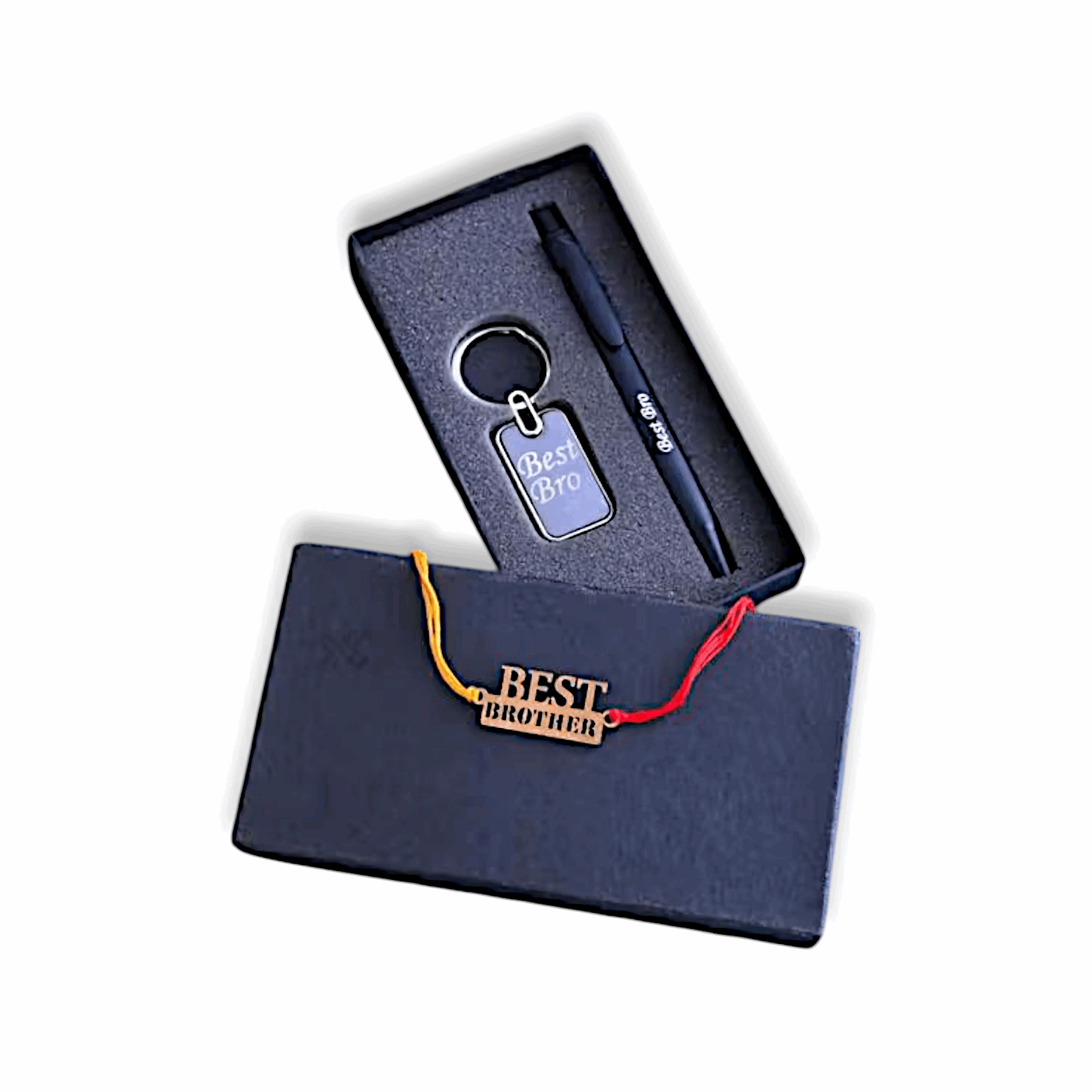Best Bro Rakhi Metal Pen With Key Chain Gift Set - Rakhi, Roil Chawal - Pen set Rakhi Keychain rakhi Set for Brother