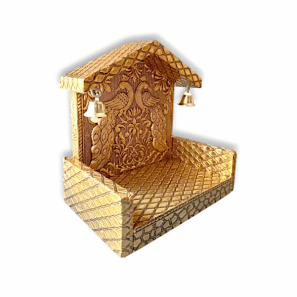 Handcrafted Meenakari Peacock Design Singhasan - Laddu Gopal Singhasan - Beautiful Handmade Singhasan with Creative Design - for Pooja Temple, God Idols - Image 4