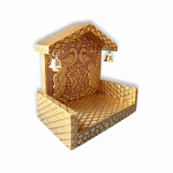 Handcrafted Meenakari Peacock Design Singhasan - Laddu Gopal Singhasan - Beautiful Handmade Singhasan with Creative Design - for Pooja Temple, God Idols - Image 4