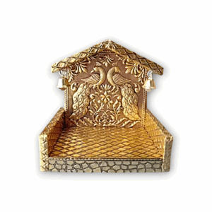 Handcrafted Meenakari Peacock Design Singhasan - Laddu Gopal Singhasan - Beautiful Handmade Singhasan with Creative Design - for Pooja Temple, God Idols