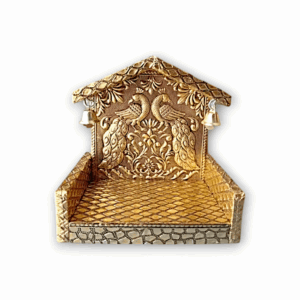 Handcrafted Meenakari Peacock Design Singhasan - Laddu Gopal Singhasan - Beautiful Handmade Singhasan with Creative Design - for Pooja Temple, God Idols
