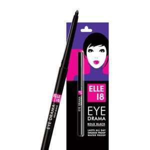 Elle 18 Eye Drama Kajal - Super Black - Smudgeproof & Waterproof - Super Black Matte Finish Deep Black