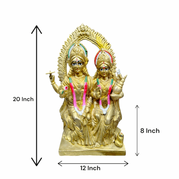 Pure Brass Vishnu Laxmi Murti - Sitting On Sheshnaag Murti Lord Bhagwan Vishnu Narayan Lakshmi - Statue For Home Decor Mandir Pooja Gift - Image 2