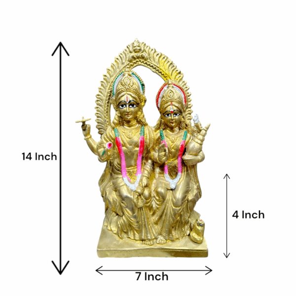Pure Brass Vishnu Laxmi Murti - Sitting On Sheshnaag Murti Lord Bhagwan Vishnu Narayan Lakshmi - Statue For Home Decor Mandir Pooja Gift - Image 2