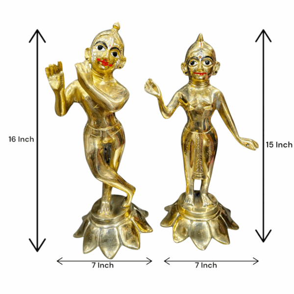 Pure Brass Radha Krishna Murti - Mayapuri Radha Krishna Siatues For Home Decor & Mandir Pooja Gift - Image 2