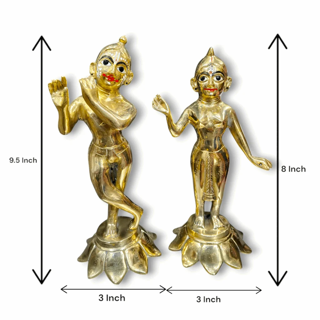 Pure Brass Radha Krishna Murti - Mayapuri Radha Krishna Statue For Home Decor & Mandir Pooja Gift - Image 2