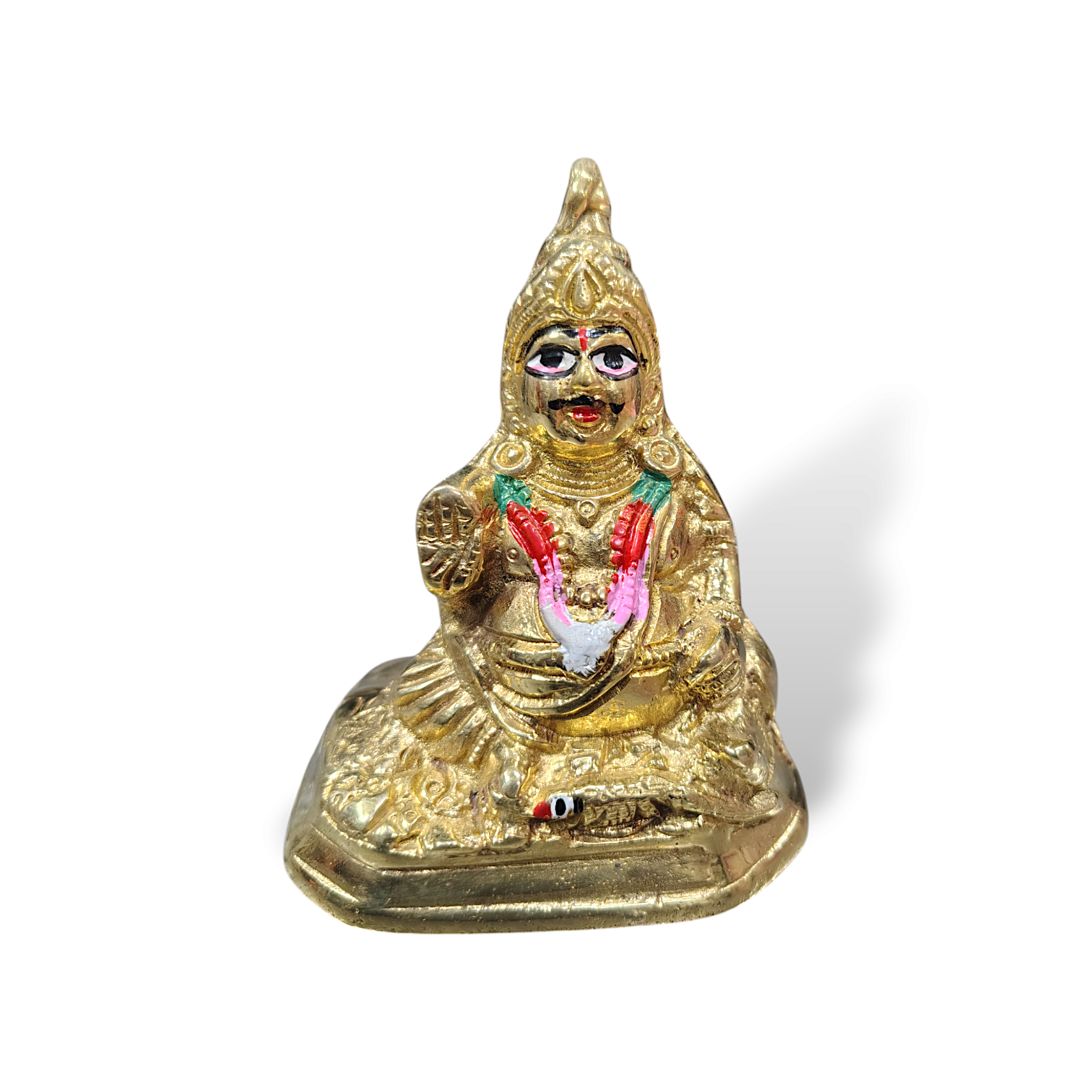 Pure Brass Kuber Bhagwan Idol - Brass Kuber Maharaj Statue - Kuber Bhagwan Murti for Pooja & Decoration - 4 inch Vastu Kuber Idol