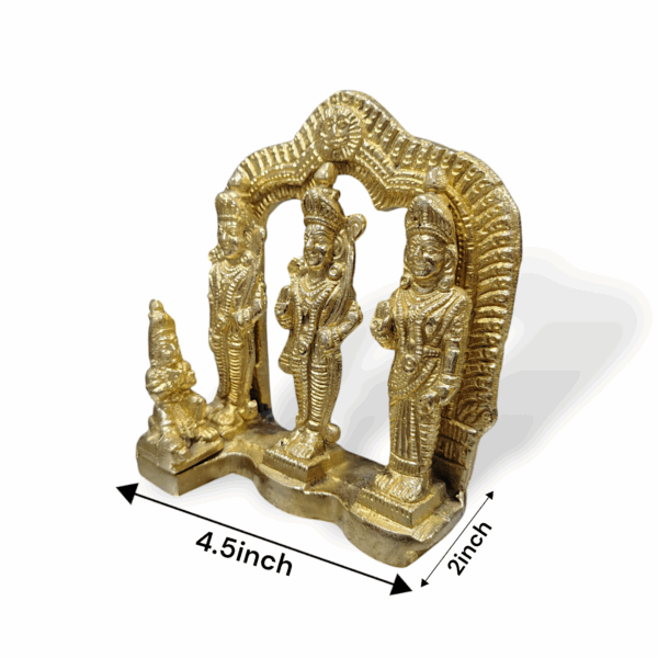 Handcrafted Pure Brass Ram Darbar Statue - Beautiful Brass Ram Darbar Idol - Lord Ram, Sita, Laxman & Hanuman Idol for Home, Pooja, Mandir Decor - Image 3