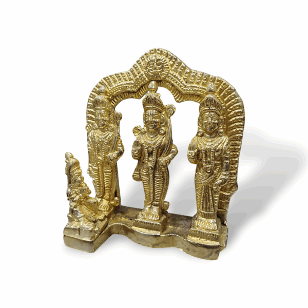 Handcrafted Pure Brass Ram Darbar Statue - Beautiful Brass Ram Darbar Idol - Lord Ram, Sita, Laxman & Hanuman Idol for Home, Pooja, Mandir Decor - Image 2
