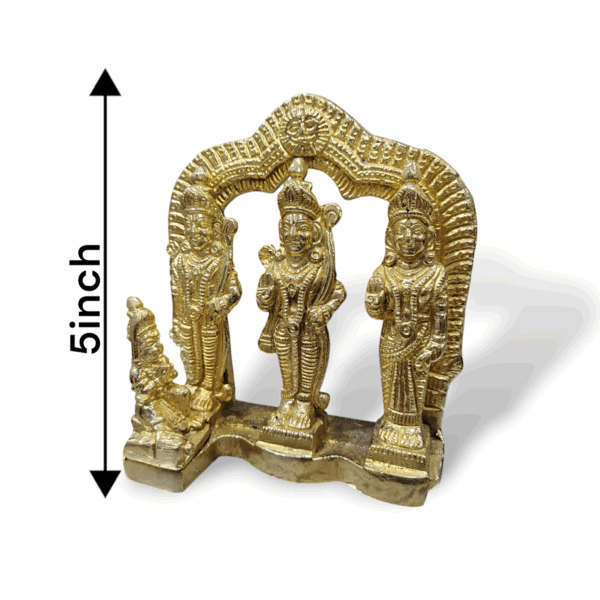 Handcrafted Pure Brass Ram Darbar Statue - Beautiful Brass Ram Darbar Idol - Lord Ram, Sita, Laxman & Hanuman Idol for Home, Pooja, Mandir Decor - Image 4