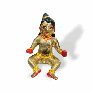 Original Brass Sitting Lala Gopal Idol - Pure Brass Sitting Lala Gopal Statue - Lord Laddu Gopal Murti - Laddu Gopal Idol for Temple, Pooja & Home Decor - 7 inch Lala Gopal