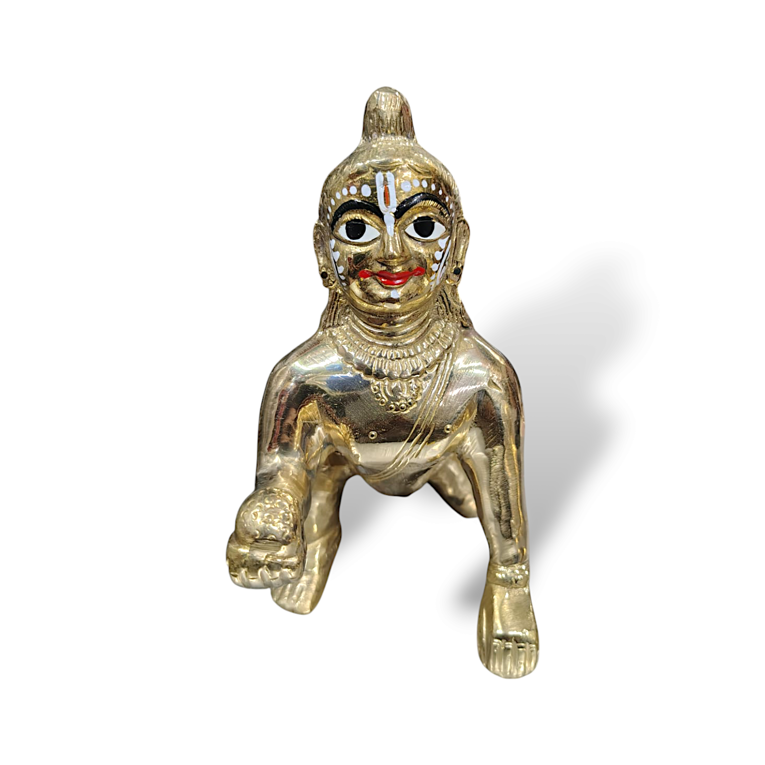 Pure Brass Mayapuri Rajkumar Laddu Gopal - Beautiful Brass Laddu Gopal Krishna Ji Murti - Mayapuri Rajkumar Laddu Gopal for Pooja - 8 inch Laddu Gopal