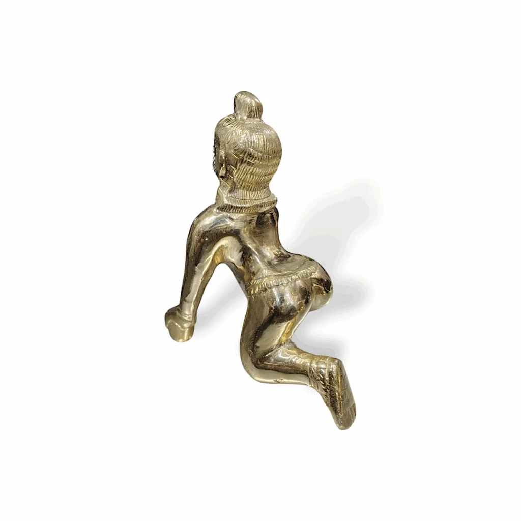 Pure Brass Mayapuri Rajkumar Laddu Gopal - Beautiful Brass Laddu Gopal Krishna Ji Murti - Mayapuri Rajkumar Laddu Gopal for Pooja - 8 inch Laddu Gopal - Image 3