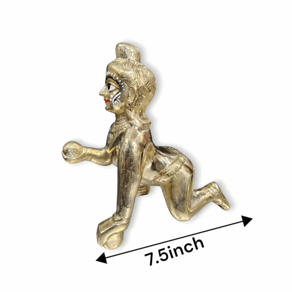 Pure Brass Mayapuri Rajkumar Laddu Gopal - Beautiful Brass Laddu Gopal Krishna Ji Murti - Mayapuri Rajkumar Laddu Gopal for Pooja - 8 inch Laddu Gopal - Image 5