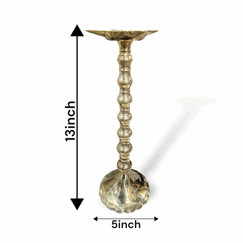 Pure Brass Mayapuri Diya Stand - Original Mayapuri Diya Stand - Traditional Brass Diya Stand - Diya Stand for Pooja, Home Decoration, Madir Decor Item - 13 inch Diya Stand - Image 3