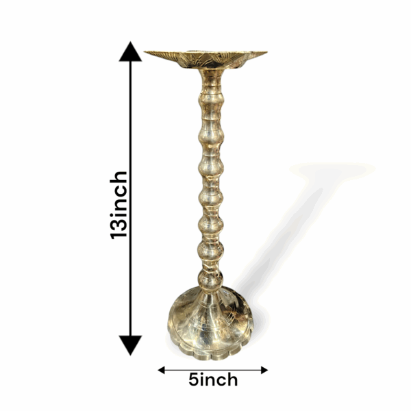 Pure Brass Mayapuri Diya Stand - Original Mayapuri Diya Stand - Traditional Brass Diya Stand - Diya Stand for Pooja, Home Decoration, Madir Decor Item - 13 inch Diya Stand - Image 3