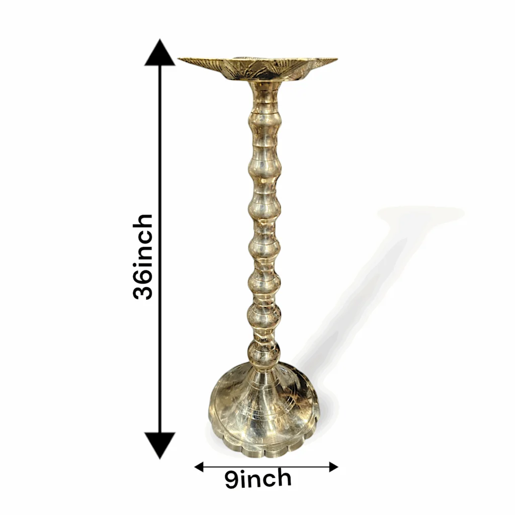 Pure Brass Mayapuri Diya Stand - Original Mayapuri Diya Stand - Traditional Brass Diya Stand - Diya Stand for Pooja, Home Decoration, Madir Decor Item - 36 inch Diya Stand - Image 3
