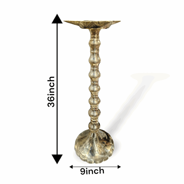 Pure Brass Mayapuri Diya Stand - Original Mayapuri Diya Stand - Traditional Brass Diya Stand - Diya Stand for Pooja, Home Decoration, Madir Decor Item - 36 inch Diya Stand - Image 3