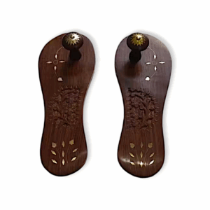 Wooden Beautiful Carved Design Handmade Khadau - Wooden Kharam - Slippers - Paduka - Decorative Charan Paduka - Brown Colour Wooden Khadau