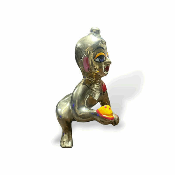 Pure Brass 1 no Laddu Gopal Statue - Brass Baby Krishna Figurine - Laddu Gopal Idol - Kanha Ji Idol for Pooja & Decoration - Image 2