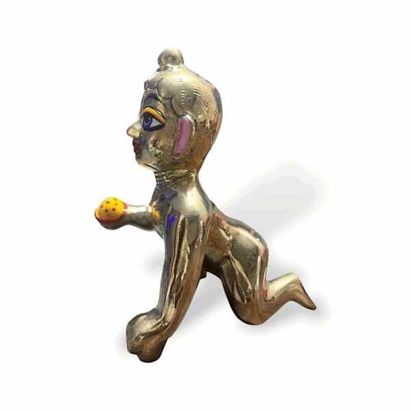 Pure Brass 1 no Laddu Gopal Statue - Brass Baby Krishna Figurine - Laddu Gopal Idol - Kanha Ji Idol for Pooja & Decoration - Image 3