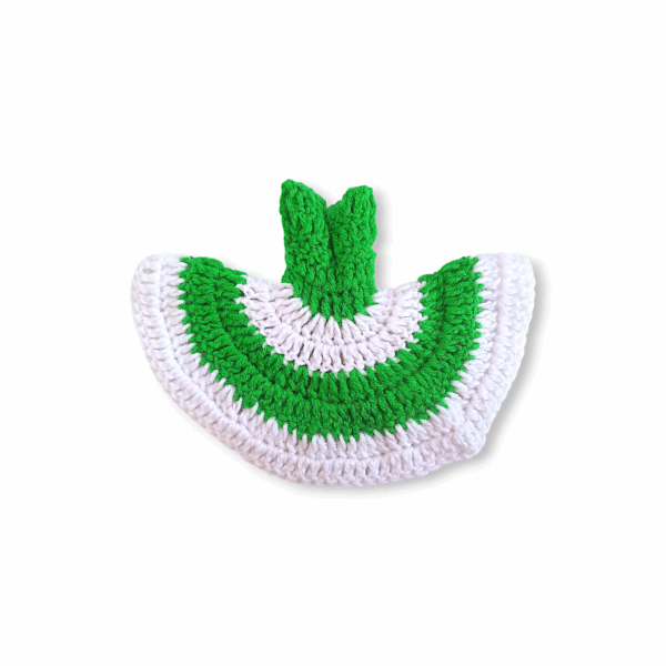 3 no Laddu Gopal Winter Dress - Beautiful Woollen Dress for Nand Lala - Handcrafted Woollen Dress for Laddu Gopal Ji - White & Green Colour Dress - Image 3