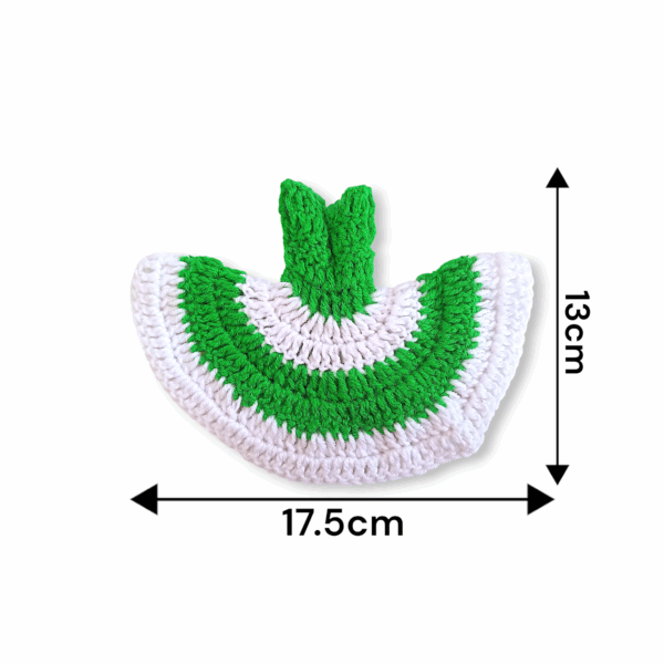 3 no Laddu Gopal Winter Dress - Beautiful Woollen Dress for Nand Lala - Handcrafted Woollen Dress for Laddu Gopal Ji - White & Green Colour Dress - Image 2