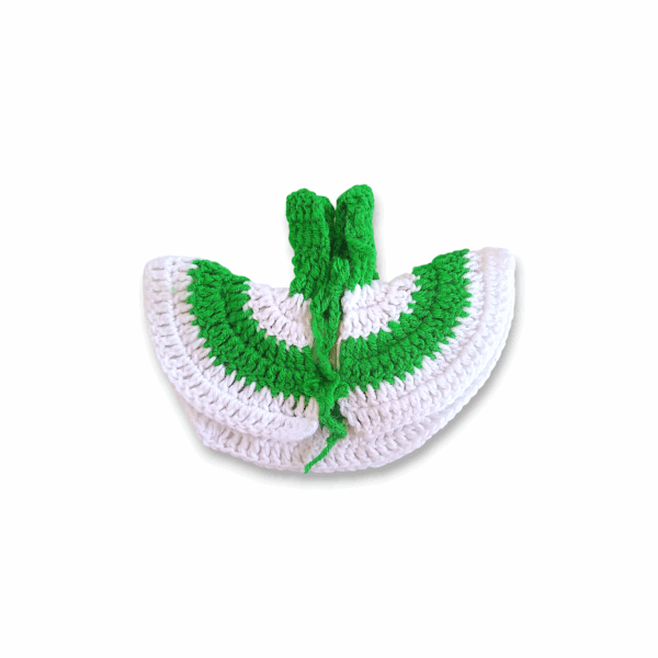 3 no Laddu Gopal Winter Dress - Beautiful Woollen Dress for Nand Lala - Handcrafted Woollen Dress for Laddu Gopal Ji - White & Green Colour Dress - Image 4