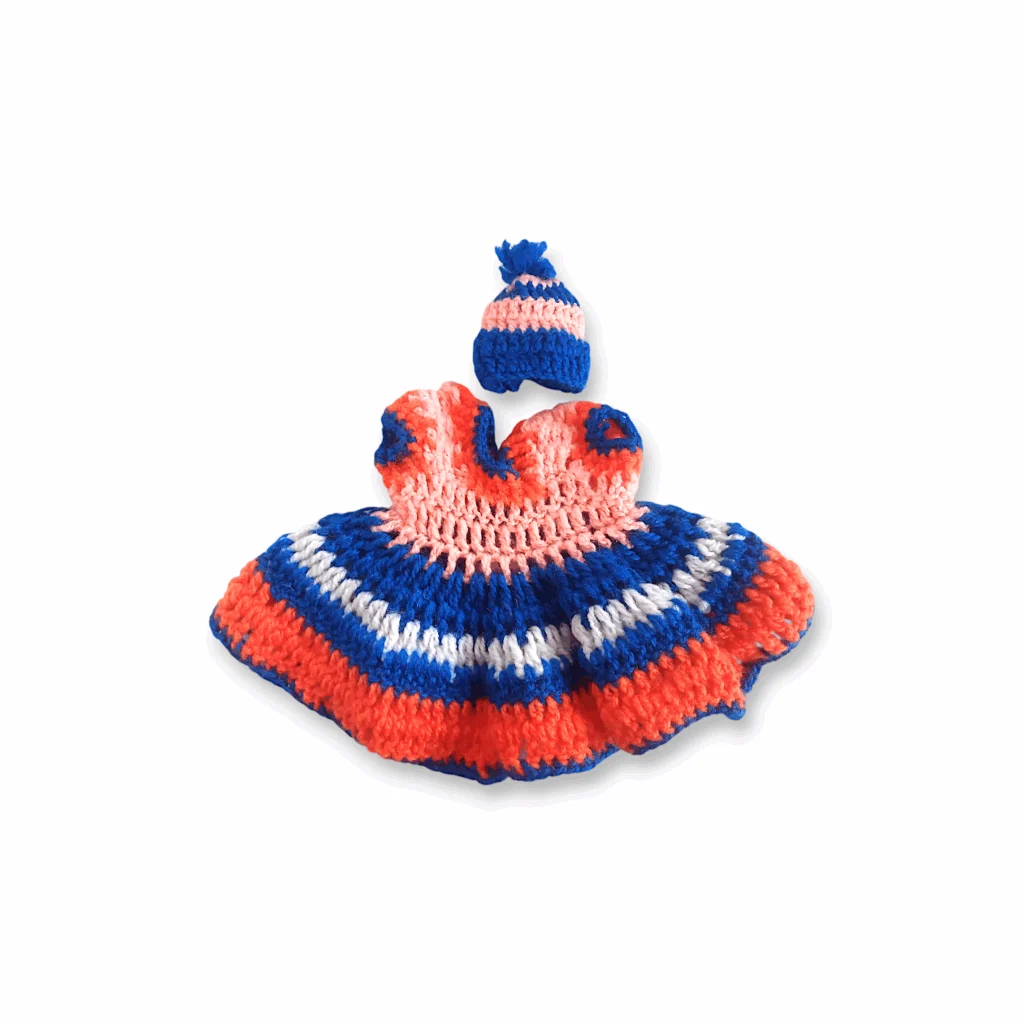 5 no Laddu Gopal Ji Handmade Woollen Dress with Cap - Beautiful Woollen Dress for Laddu Gopal Dress - Laddu Gopal Ji Winter Special Dress - Single Piece