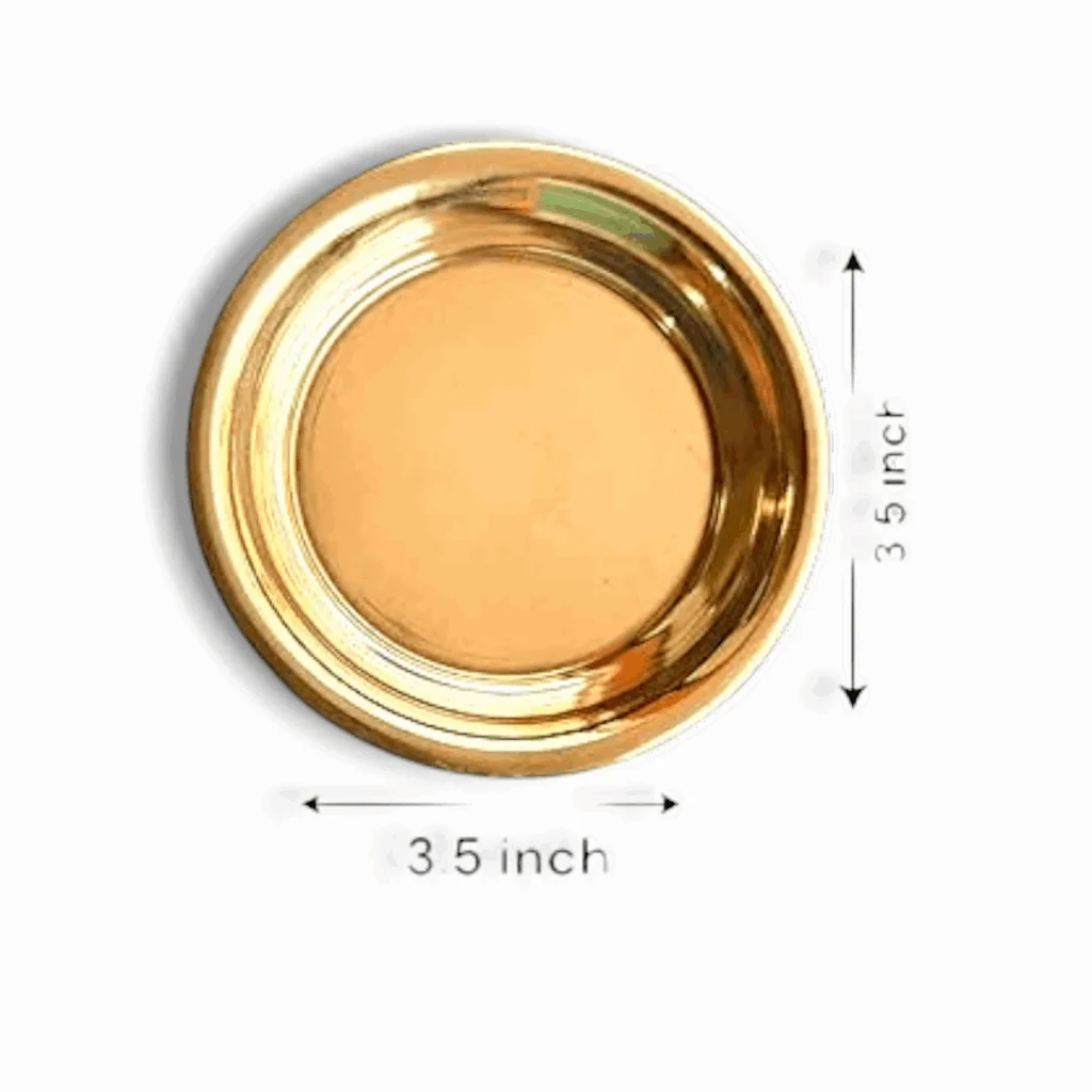 Decorative Brass Plates - Pure Brass Puja Plate Combo Pack - Set Of 4 Round Design Best For Puja and Vhog - Image 3