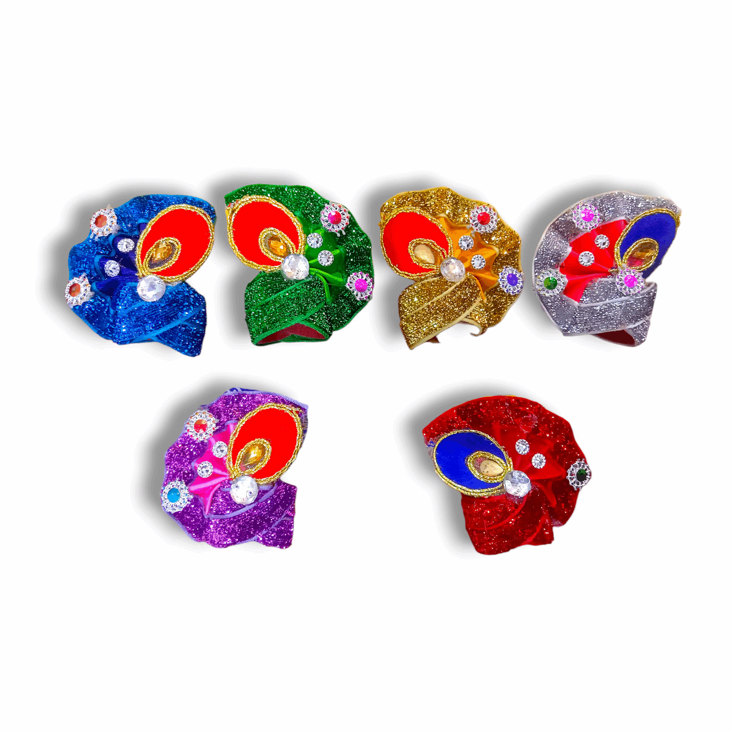 2 No Laddu Gopal Janmashtami Special Pagdi - Set Of 6 - Gopal Pagdi For Janmashtami - Laddu Gopal Multicolour beautiful pagdi