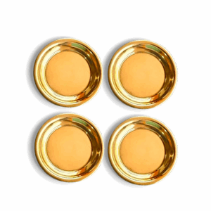 Decorative Brass Plates - Pure Brass Puja Plate Combo Pack - Set Of 4 Round Design Best For Puja and Vhog