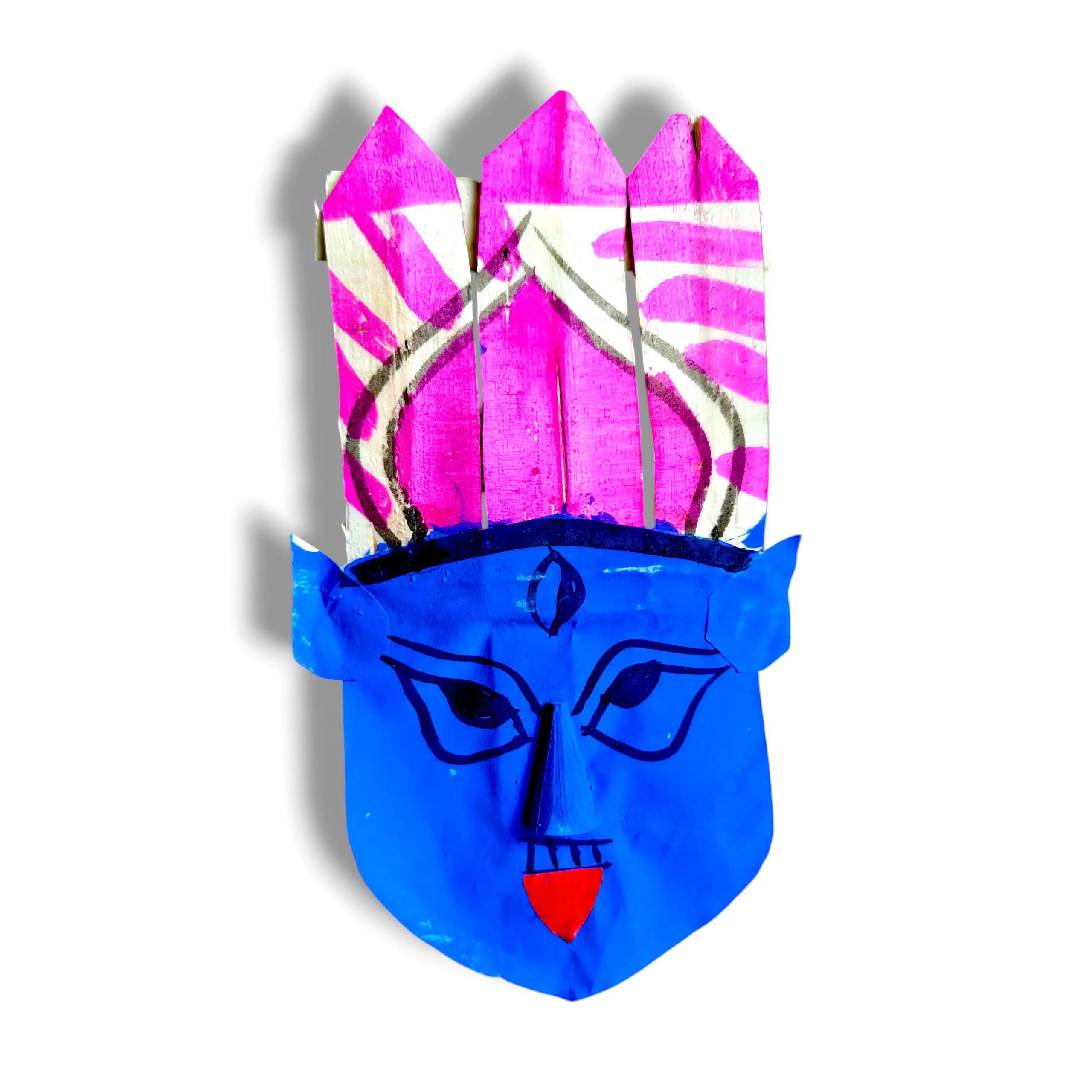 Kali Mukha - "কালী মুখ" - Multicolour - Paper Design Kali Face Mask - Goddess Kali Mukha - Use For Puja