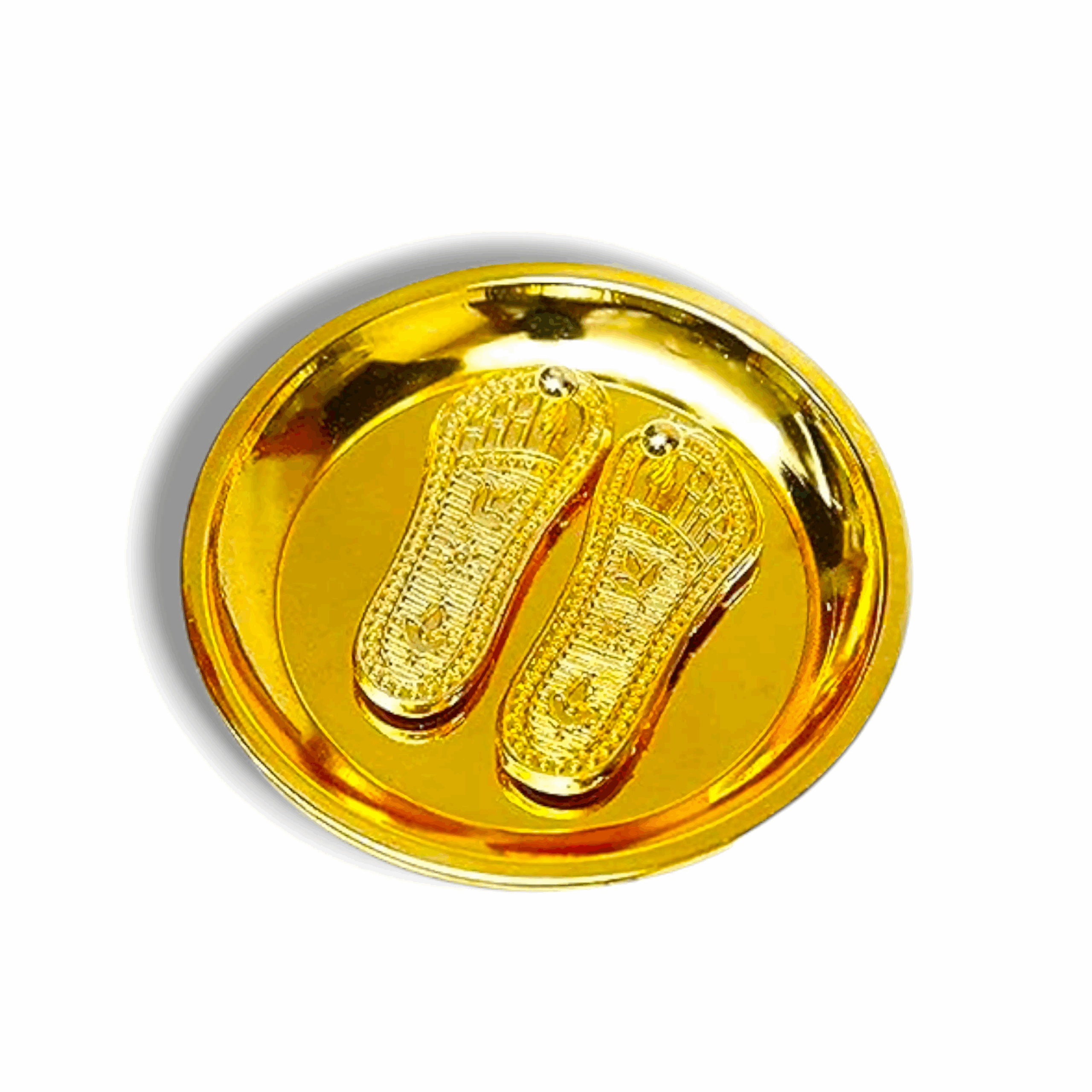 Pure Brass Shree Lakshmi Mata Footsteps With Plate - Lakshmi Maa Charan Paduka - For Laxmi Wealth Sign Vastu Gift Item