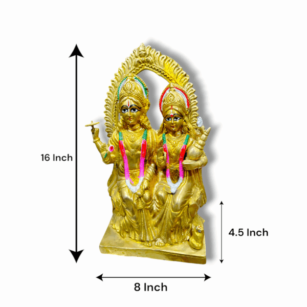 Pure Brass Vishnu Laxmi Murti - Sitting On Sheshnaag Murti Lord Bhagwan Vishnu Narayan Lakshmi - Statue For Home Decor Mandir Pooja Gift - Image 2