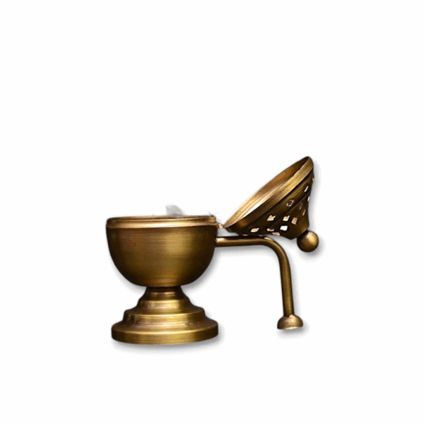 Metal Dhoop Dani - Loban Burner With Handle Dhoop Dani - Metal Table Dhup Dani For Puja - Image 2