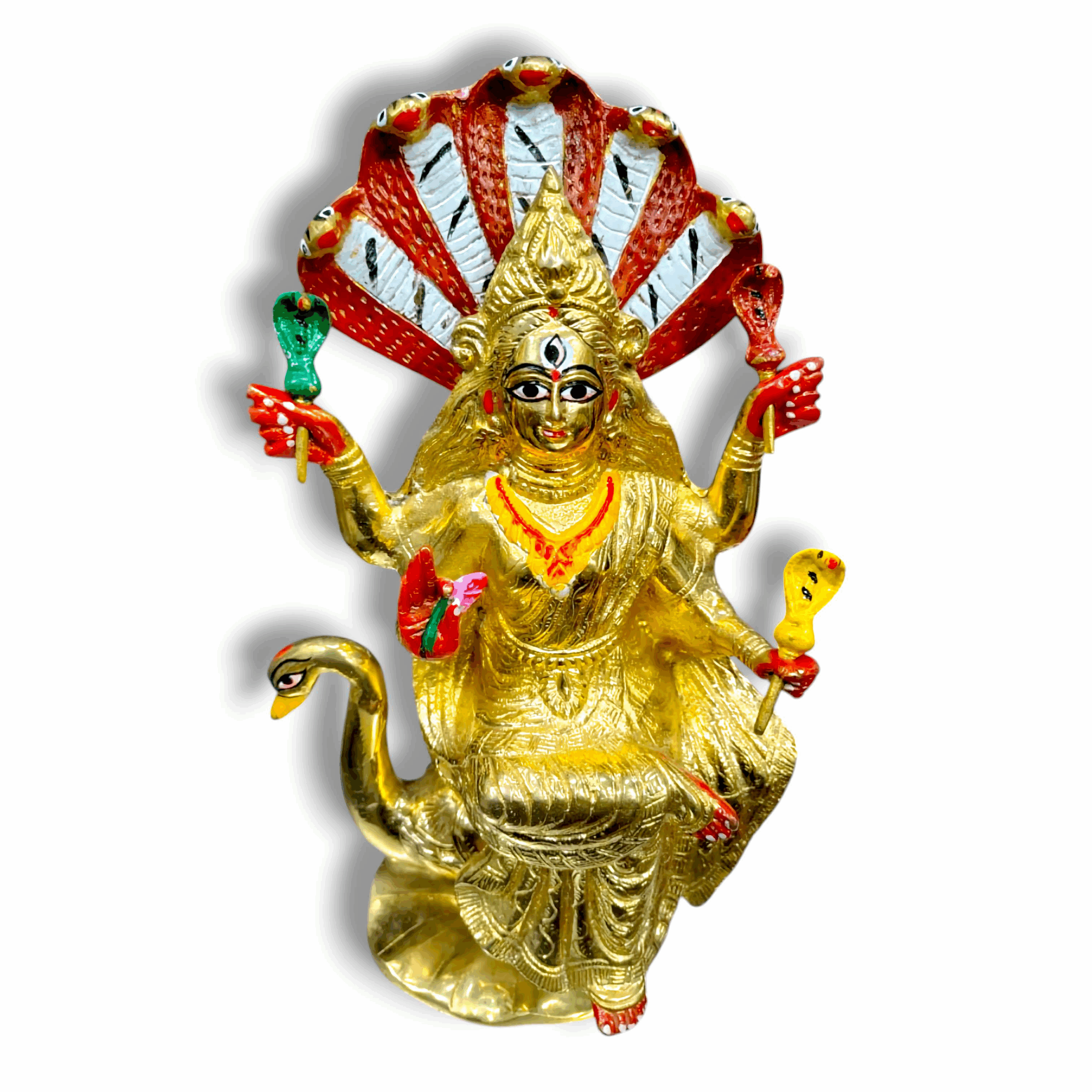 Pure Brass Maa Manasha Murti - Goddesss of Serpants - Maa Manasha - 100% Pure Brass Statue For Home Decor Mandir Pooja Gift