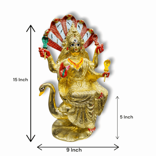 Pure Brass Maa Manasha Murti - Goddesss of Serpants - Maa Manasha - 100% Pure Brass Statue For Home Decor Mandir Pooja Gift - Image 2
