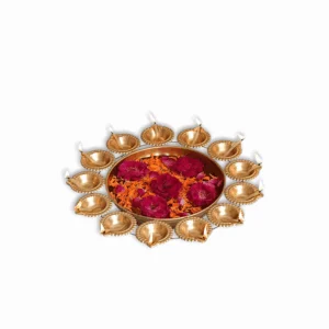 Handcrafted Urli Bowl - Floating Diya Candles Bowl for Home And Office Decor - Metal Bowl for Diwali GIfts Decor