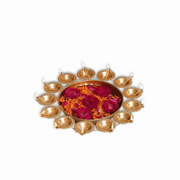 Handcrafted Urli Bowl - Floating Diya Candles Bowl for Home And Office Decor - Metal Bowl for Diwali GIfts Decor