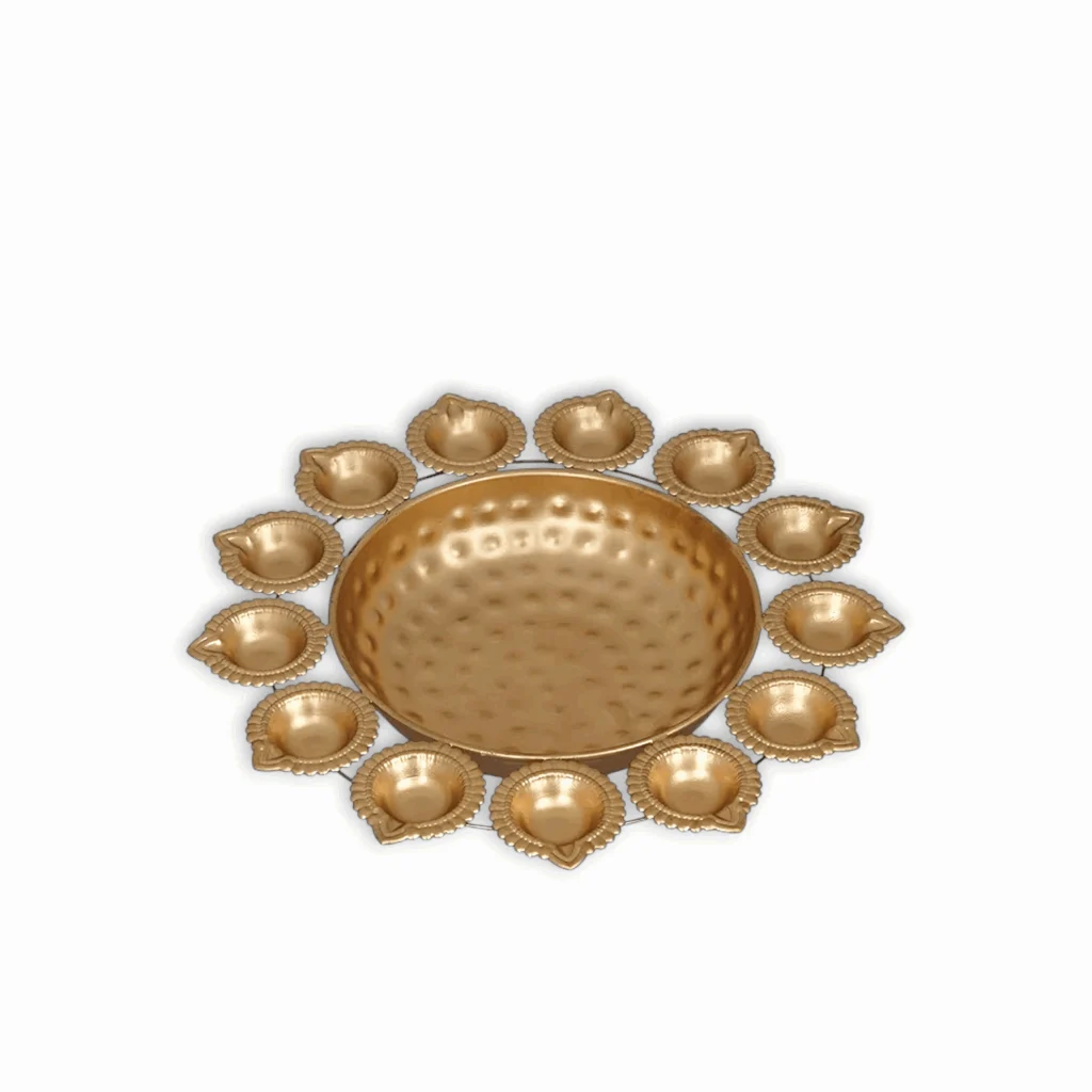 Handcrafted Urli Bowl - Floating Diya Candles Bowl for Home And Office Decor - Metal Bowl for Diwali GIfts Decor - Image 2