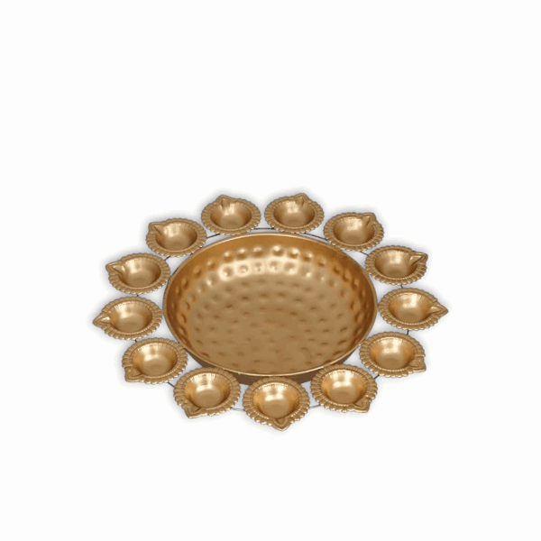 Handcrafted Urli Bowl - Floating Diya Candles Bowl for Home And Office Decor - Metal Bowl for Diwali GIfts Decor - Image 2