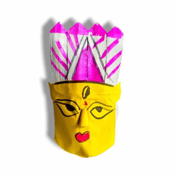 Chandi Mukha - "চণ্ডী মুখ" - Multicolour - Paper Design Chandi Mukha - Goddess Chandi Face Mask - Use For Puja - Image 2