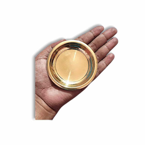 Decorative Brass Plates - Pure Brass Puja Plate Combo Pack - Set Of 4 Round Design Best For Puja and Vhog - Image 2