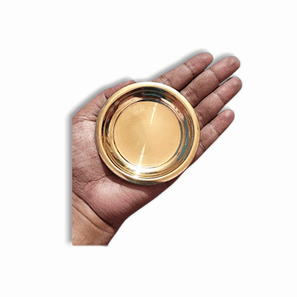 Decorative Brass Plates - Pure Brass Puja Plate Combo Pack - Set Of 4 Round Design Best For Puja and Vhog - Image 2