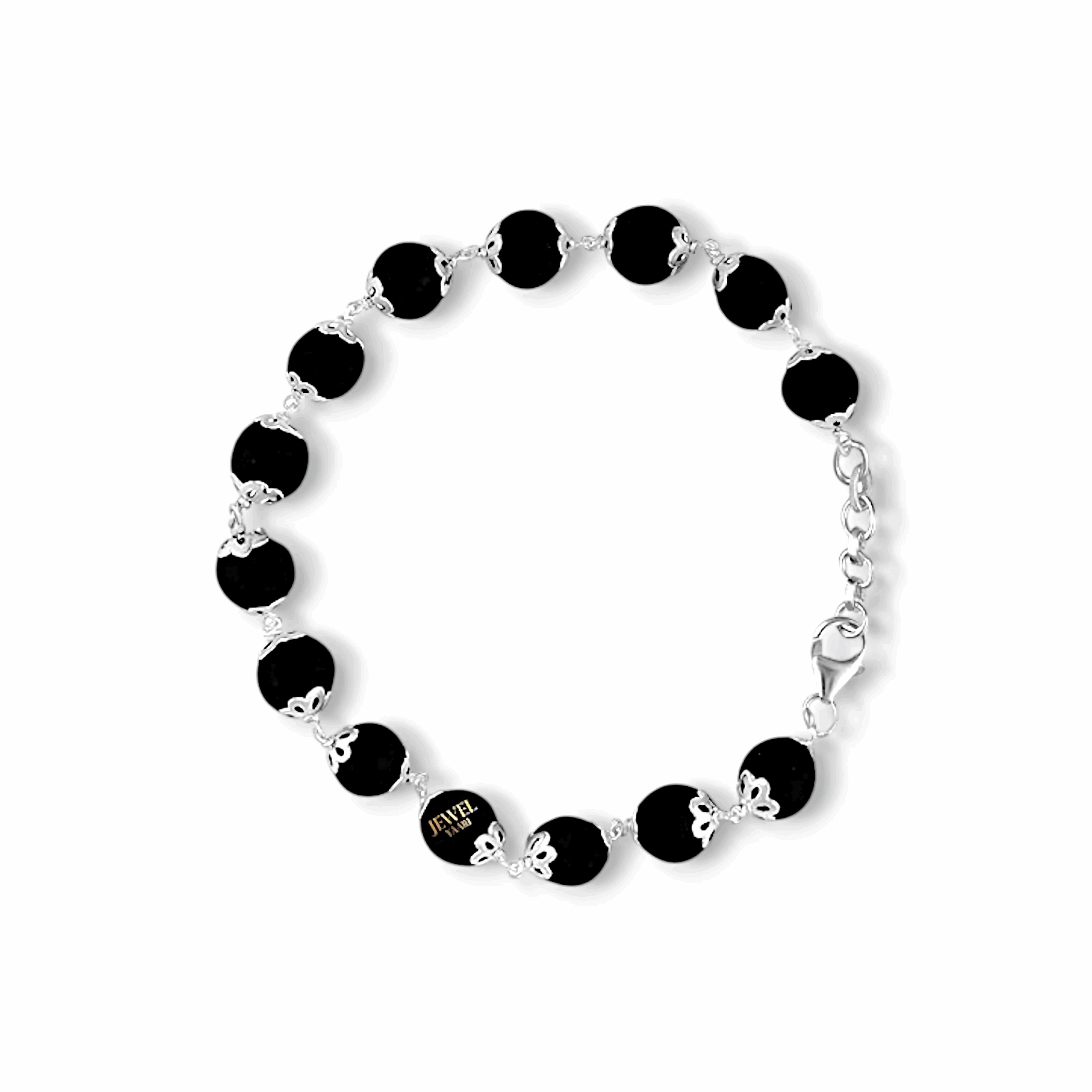 Silver Cap Karungali Bracelet - Karungali Bracelet for Man and Woman - Karungali Wooden Bracelet - Black Karungali Beads Bracelet